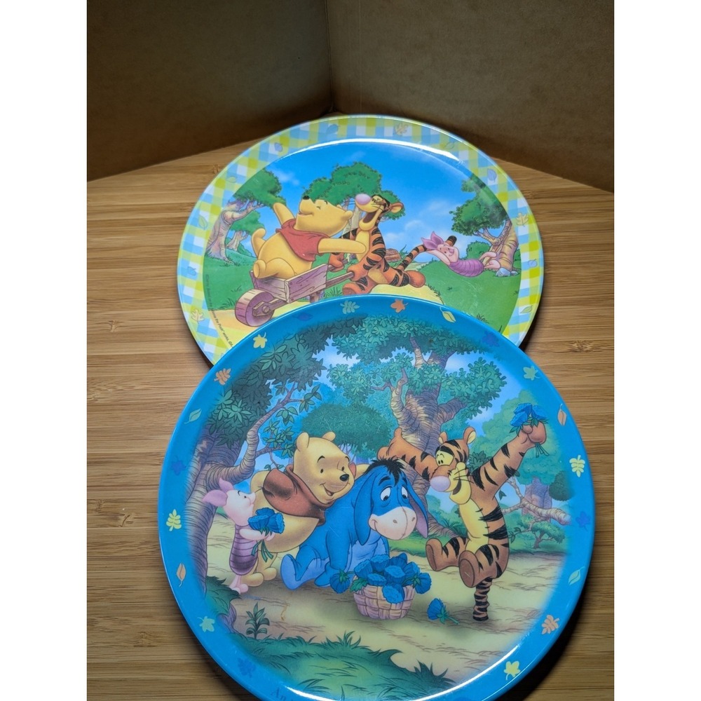 WINNIE THE POOH Set Of 2 Children's PLATES Tigger Piglet Eeyore Melamine 2000s